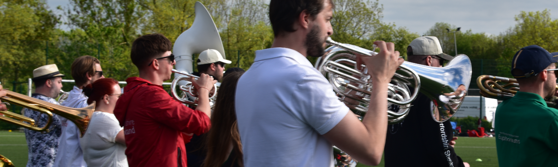 Marching band on field